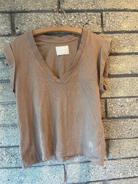 Citizens Of Humanity Womens Brown Sleeveless V-Neck Top - Casual Style